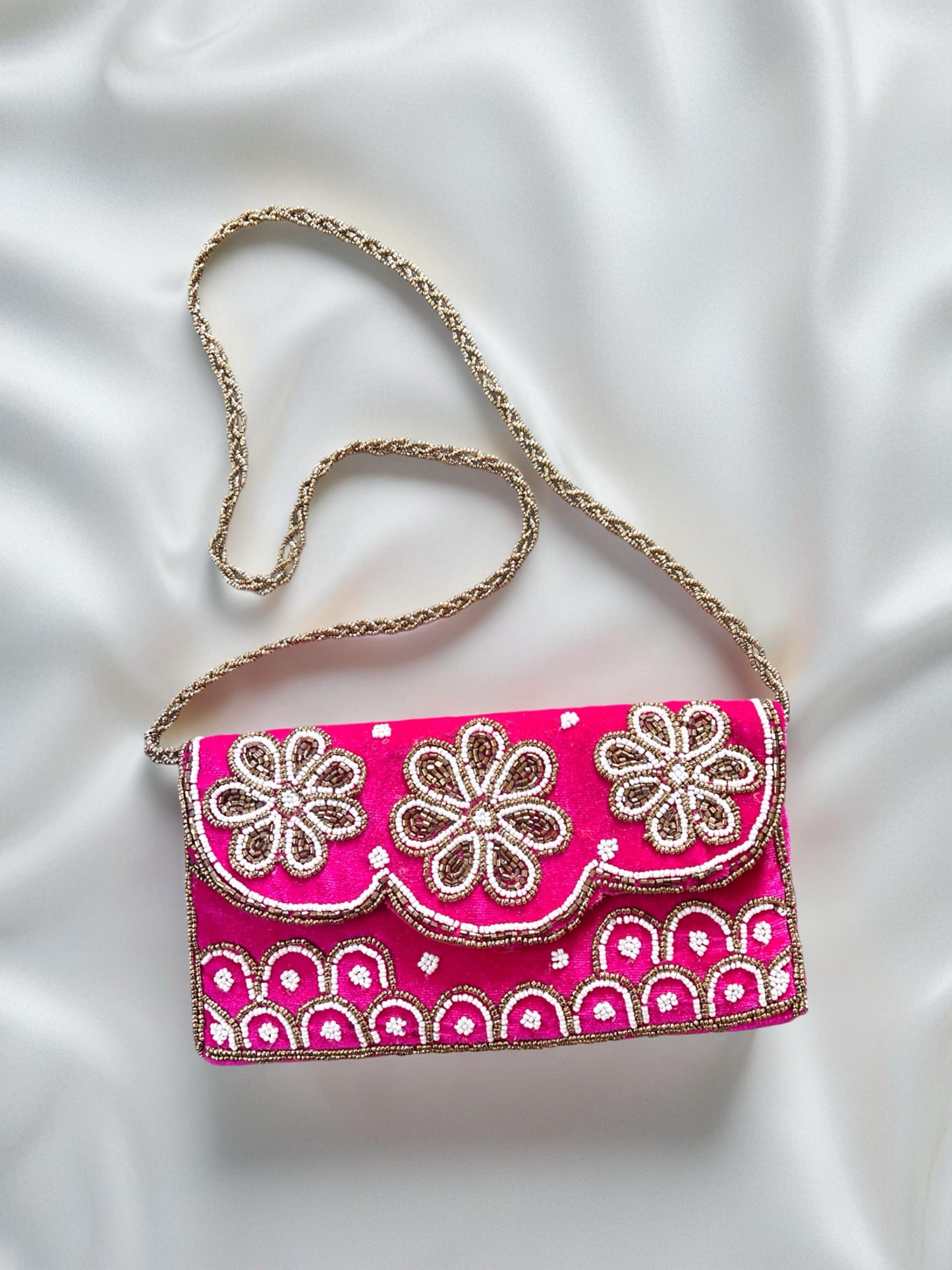 Pink Beaded Clutch