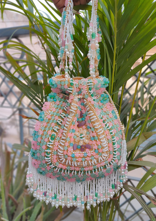 Pastel  Hand Embroidered Potli