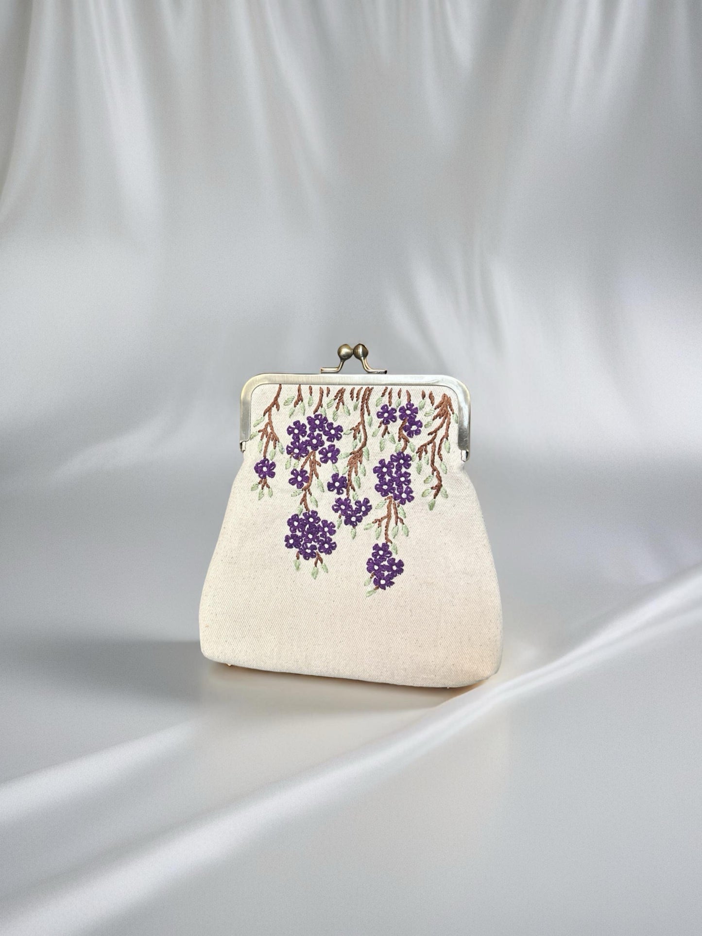 Purple Embroidered Clutch