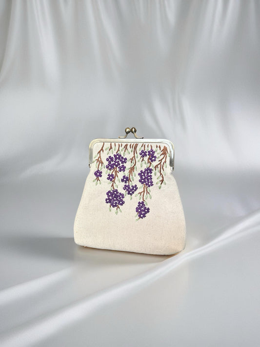Purple Embroidered Clutch