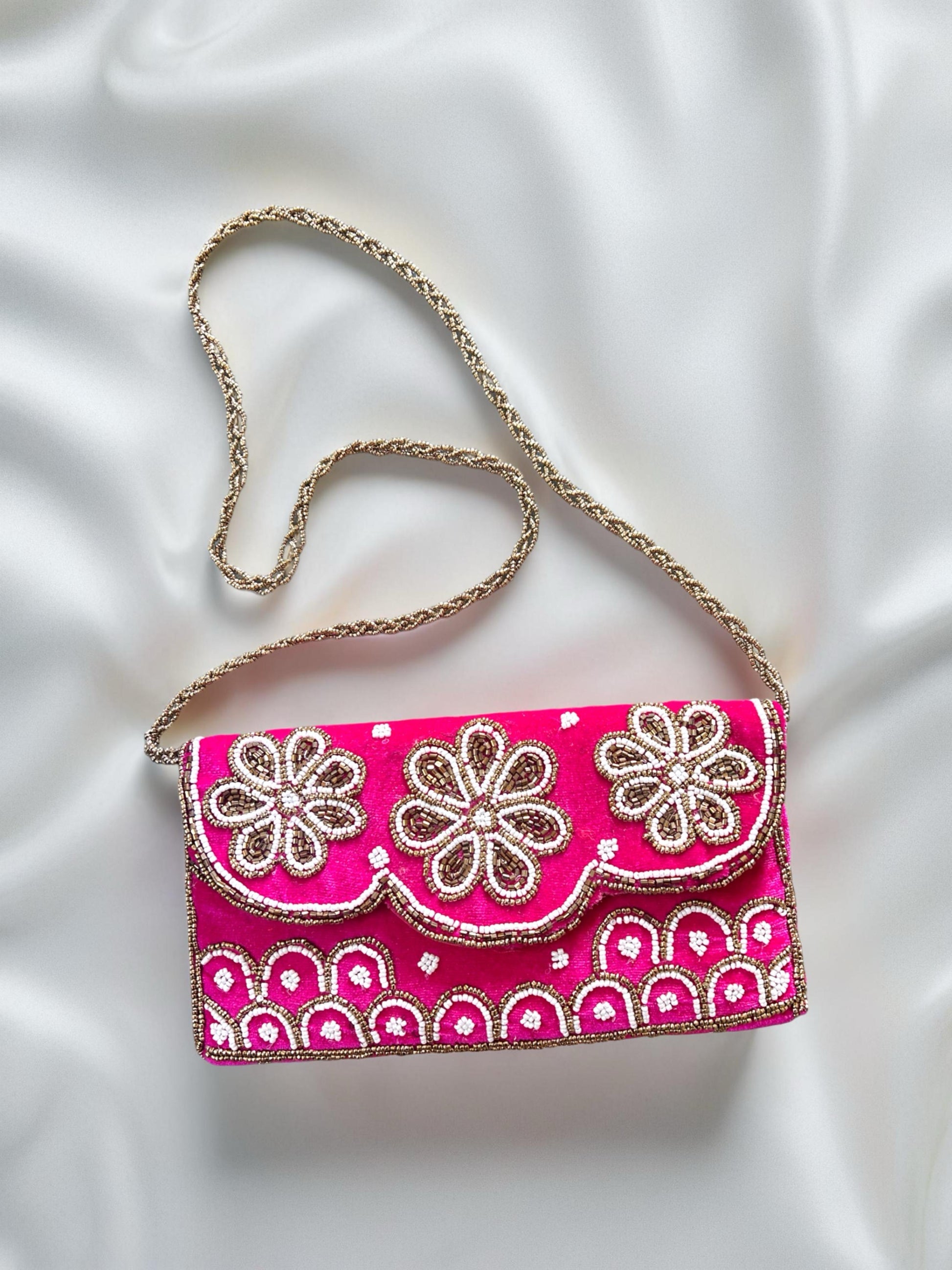 Pink Beaded Clutch