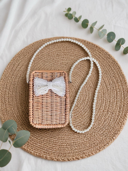  Pearl Bow Basket Bag