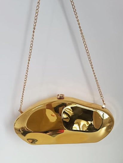 Gold Acrilyc Clutch Bag | Evening Clutch Bag | Gold Evening Purse | Prom Clutch | Party Box Clutch | Gold Clutch Bag